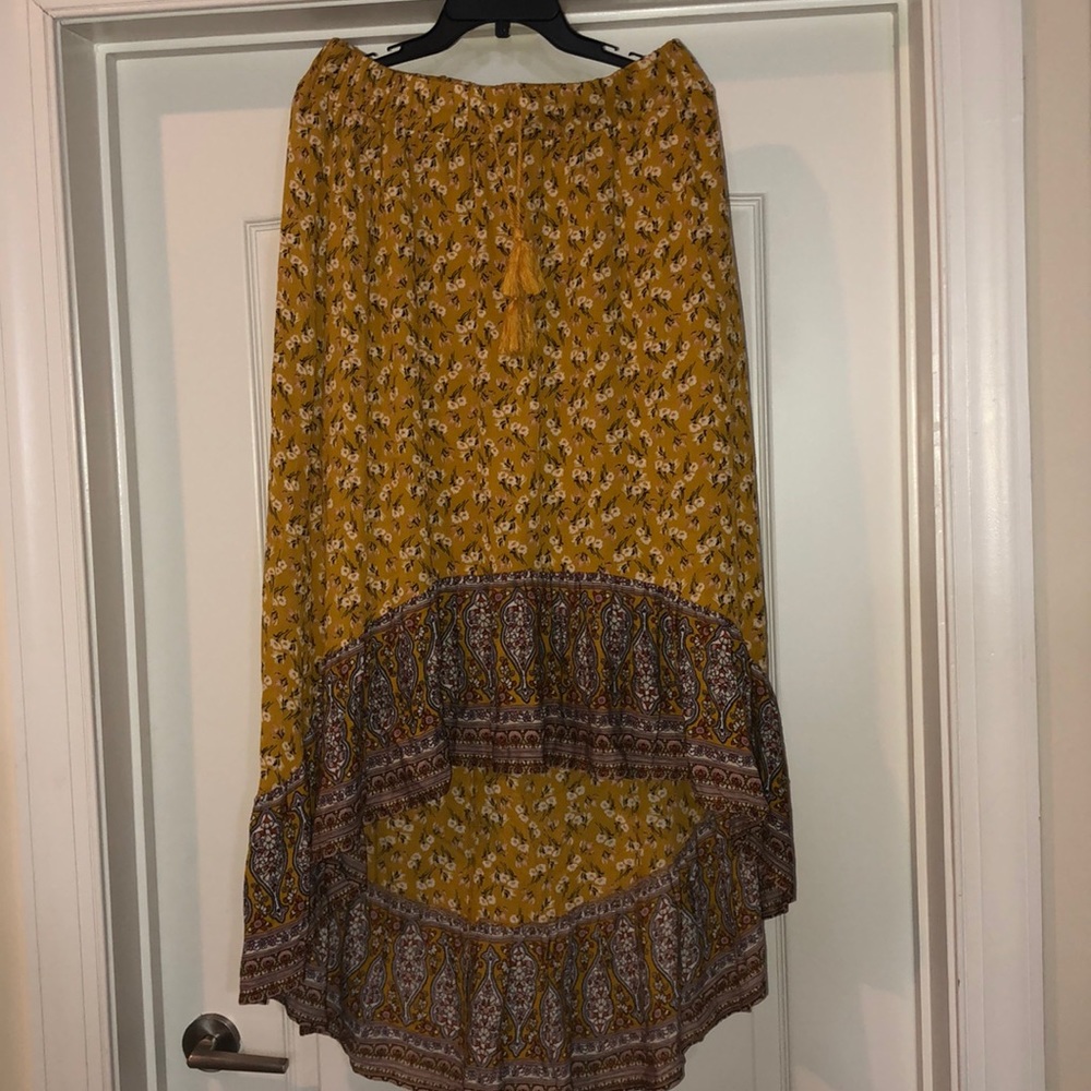 Gold flowery and Paisley high low skirt